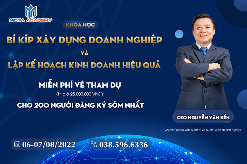 Mota Academy tổ chức khóa đào tạo online "Phương pháp xây dựng doanh nghiệp và lập kế hoạch kinh doanh hiệu quả”