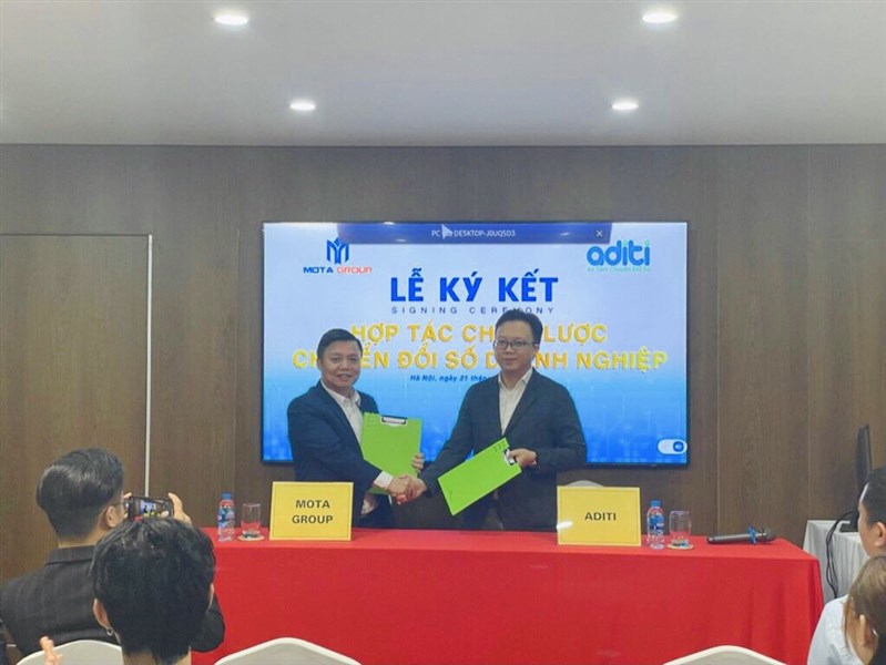 Lễ ký kết hợp tác chiến lược chuyển đổi số doanh nghiệp giữa Công ty cổ phần tập đoàn MOTA GROUP và Công ty TNHH ADITI